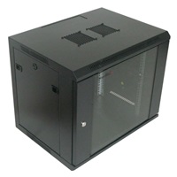 XtendLan 19" nástěnný rozvaděč 12U 600x600, nosnost 60 kg, skleněné dveře, rozložený, černý