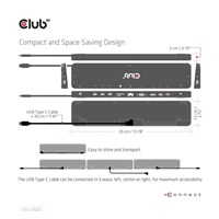 Club3D Dokovací stanice USB-C 14v1, 1xDP, 1xHDMI, 1xVGA, 2xUSB-C, 5xUSB, 1xRJ45, 1x3.5mm, šedá