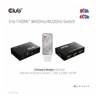Club3D Switch 1:3 HDMI 8K60Hz/4K120Hz, 3 porty