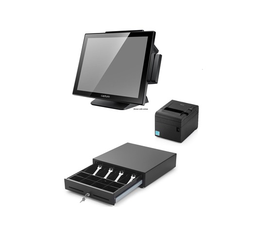 Capture POS In a Box, Swordfish POS system + 9.7" 2nd display + Thermal Printer + 410 mm Cash Drawer