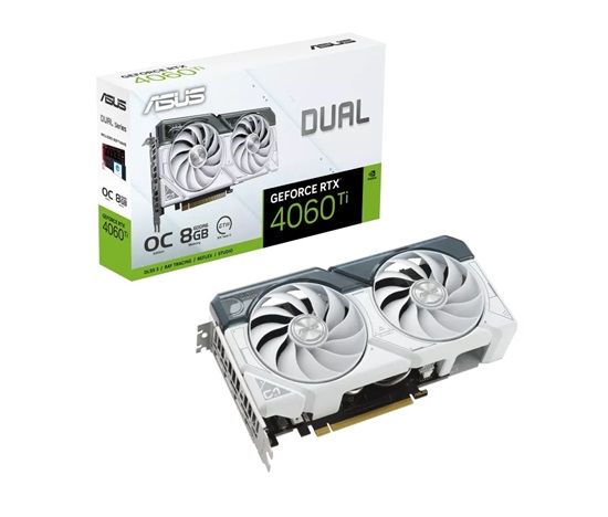 ASUS VGA NVIDIA GeForce RTX 4060 Ti DUAL WHITE OC 8G, 8G GDDR6, 3xDP, 1xHDMI