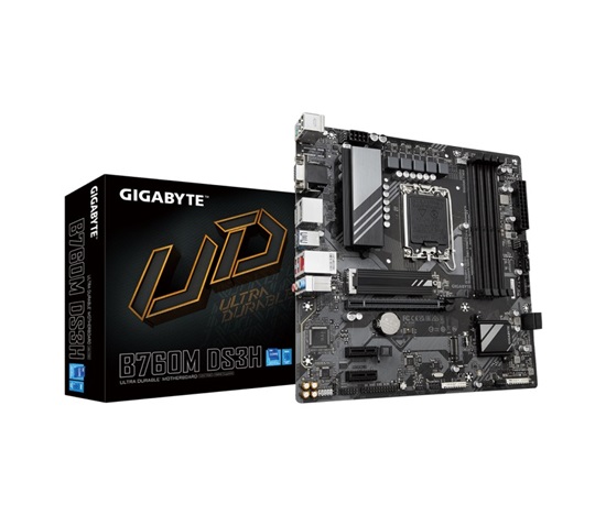 GIGABYTE MB Sc LGA1700 B760M DS3H, Intel B760, 4xDDR5, 2xDP, 1xHDMI, 1xVGA, mATX