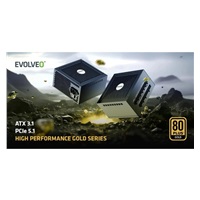 EVOLVEO G1000 zdroj 1000W, 80+ GOLD, ATX 3.1, aPFC, 140 mm ventilátor, záruka 3 roky, černý
