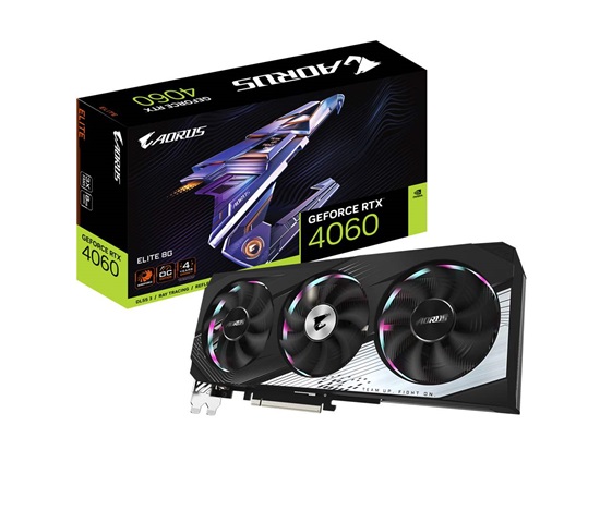 GIGABYTE VGA NVIDIA GeForce RTX 4060 AORUS ELITE 8G, 8G GDDR6, 2xDP, 2xHDMI