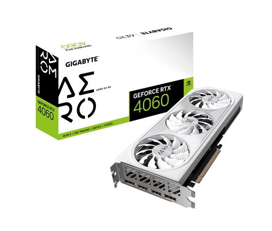 GIGABYTE VGA NVIDIA GeForce RTX 4060 AERO OC 8G, 8G GDDR6, 2xDP, 2xHDMI