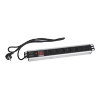 19" rozvodný panel XtendLan 5x230V, 2xIEC320-C13, ČSN, vypínač, indikátor napětí, nadproudová ochrana, kabel 1,8m, 1,5U