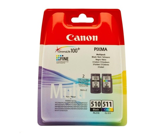 Canon CARTRIDGE  PG-510/CL-511 MULTI-PACK SEC černá/barevná pro PIXMAiP2700,MP230,240,250,260,MP49x,MX320,330 (220 str.)