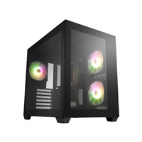 Fortron skříň Midi Tower CMT380B, průhledná bočnice, ATX, 3x RGB větrák, černá