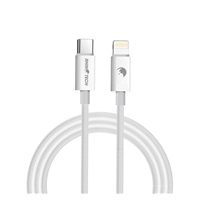 RhinoTech kabel s nylonovým opletem USB-A na Lightning 2,4A 1M bílá