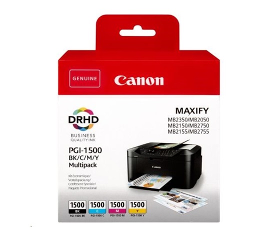 Canon CARTRIDGE PGI-1500 BK/C/M/Y MULTI-PACK pro MAXIFY MB2050, MB215x, MB2350, MB275x (300 str.)