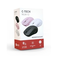 C-TECH myš Dual mode WLM-12BK, bezdrátová, 1600DPI, 6 tlačítek, černá, USB nano receiver