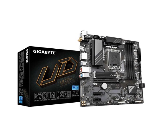 GIGABYTE MB Sc LGA1700 B760M DS3H AX, Intel B760, 4xDDR5, 2xDP, 1xHDMI, WI-FI, mATX