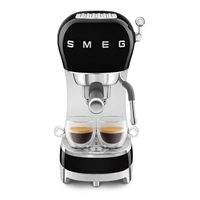 Smeg ECF02BLEU, ruční kávovar na espresso, 1350 W, 15 bar, termoblok, pasivní ohřívač šálků, černý