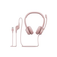 Logitech Headset H390, drátový, USB, růžová