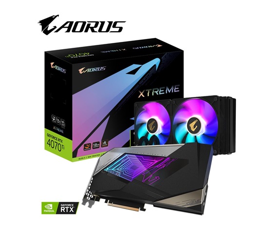 GIGABYTE VGA NVIDIA GeForce RTX 4070 Ti AORUS XTREME WATERFORCE 12G, 12G GDDR6X, 3xDP, 1xHDMI