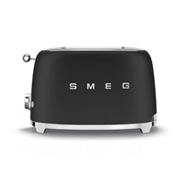 Smeg TSF01BLMEU toustovač / topinkovač, 2 toasty, 6 úrovní opékání, zásuvka na drobky, styl. 50. let, matně černá