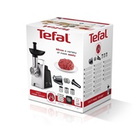 Tefal NE109838 mlýnek na maso, 1 400 W, samoostřicí nůž, 1700 g/min, bezpečnostní spínač, černý / stříbrný