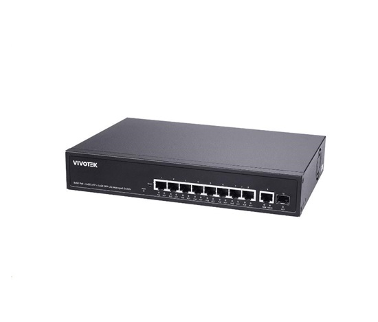 Vivotek PoE switch AW-GEL-105A-110, 8xGE PoE(802.3af/at/bt, PoE budget 110W), 1xGbE RJ-45, 1xSFP 100M/1G slot