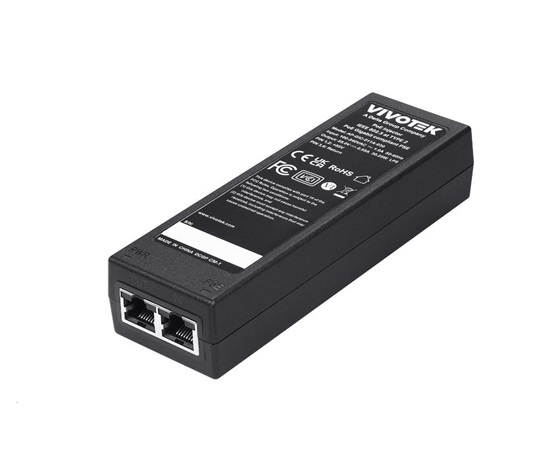 Vivotek vnitřní gigabit injektor PoE napájení (802.3af/at), 30W, ochrana proti přepětí, MTBF 200k hodin
