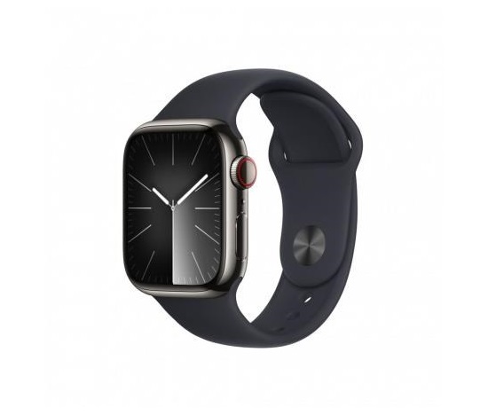 APPLE Watch Series 9 GPS + Cellular 41mm Graphite Stainless Steel Case with Midnight Sport Band - M/L