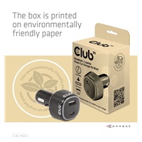 Club3D Auto nabíječka pro Notebooky 63W, 2 porty (USB-A + USB-C)