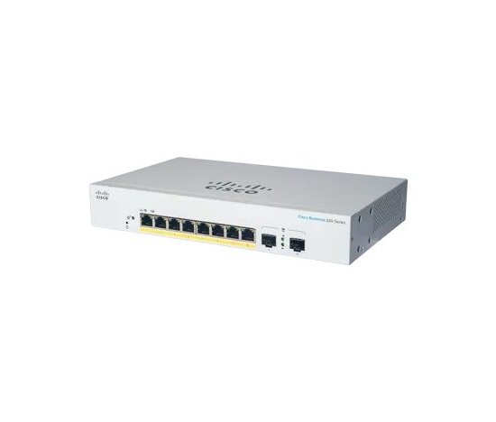 Cisco switch CBS220-8FP-E-2G (8xGbE,2xSFP, 8xPoE+,130W,fanless) - REFRESH