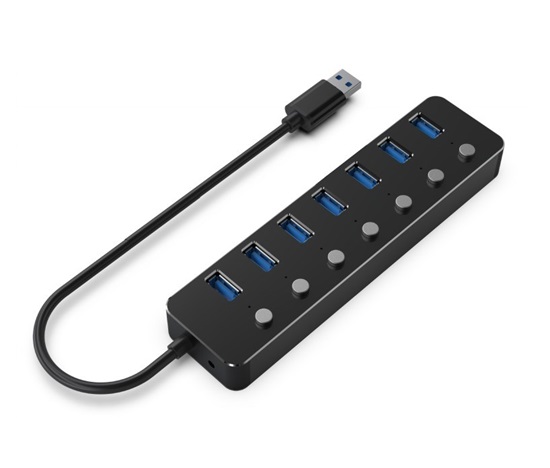 GEMBIRD hub, 7-port USB 3.1 (Gen 1) hub s vypínači