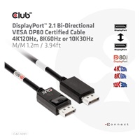Club3D Kabel DisplayPort 2.1 na DisplayPort 2.1 VESA DP80, 4K240Hz/8K60Hz/10K30Hz HDR (M/M), 1.2m, černá