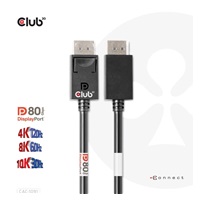 Club3D Kabel DisplayPort 2.1 na DisplayPort 2.1 VESA DP80, 4K240Hz/8K60Hz/10K30Hz HDR (M/M), 1.2m, černá