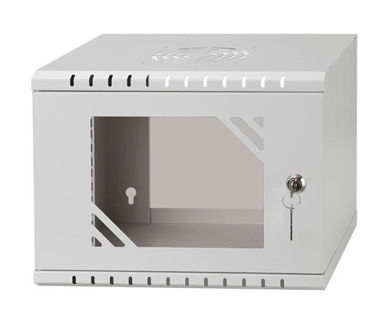 LEXI-Net 10" nástěnný rozvaděč Basic 4U 320x300, skleněné dveře, bez zad, svařovaný, šedý