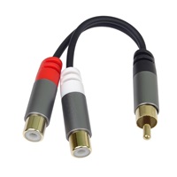 PremiumCord rozdvojka HQ CINCH Male - 2x CINCH Female 15cm