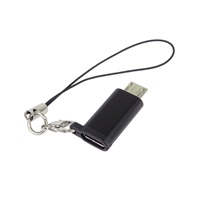 PremiumCord Adaptér USB-C konektor female - USB 2.0 Micro-B/male, černý s očkem na zavěšení