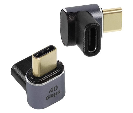 PremiumCord Adaptér USB-C na USB-C, USB 4.0, zahnutý 90°