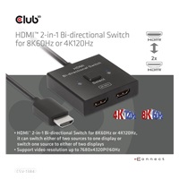 Club3D Switch, HDMI na 2xHDMI Oboustranný 2v1, 8K60Hz, 4K120Hz