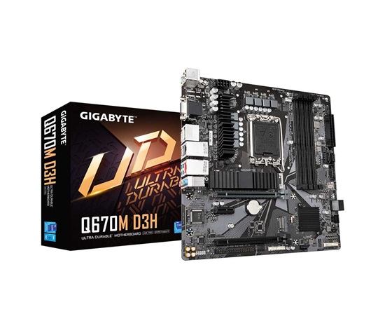 GIGABYTE MB Sc LGA1700 Q670M D3H, Intel Q670, 4xDDR5, 2xDP, 1xHDMI, 1xVGA, mATX