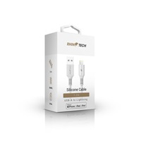 RhinoTech LITE MFi kabel s nylonovým opletem USB-A na Lightning 1.2m stříbrná