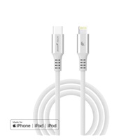 RhinoTech LITE MFi kabel s nylonovým opletem USB-C na Lightning 1.2m stříbrná