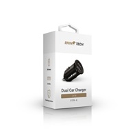 RhinoTech LITE MINI kovový duální USB-A nabíjecí adaptér do auta 24W černá