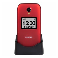 EVOLVEO EasyPhone FS, vyklápěcí mobilní telefon 2.8" pro seniory s nabíjecím stojánkem (červená barva)