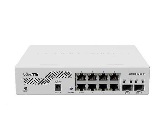 BAZAR - MikroTik Cloud Smart Switch CSS610-8G-2S+IN, 8 gigabit.portů, PoE-In, 2xSFP+, SwOS - Rozbaleno (Komplet)