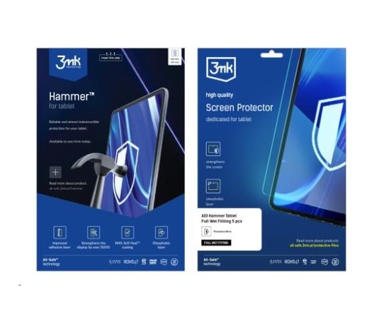 3mk All-Safe - AIO fólie Hammer Full Wet Fitting Tablet, 5 ks