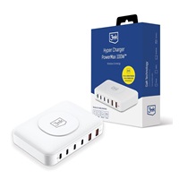 3mk síťová nabíječka - Hyper Charger PowerMax 100W, GaN 4x USB-C (PD) / 2x USB, bílá