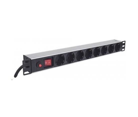 BAZAR - Intellinet 19" 1U Rackmount 8-Way Power Strip - German Type, rozvodný panel, 8x DE zásuvka, 3m kabel - Poškozený