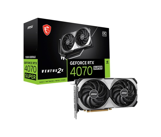 MSI VGA NVIDIA GeForce RTX 4070 SUPER 12G VENTUS 2X OC, 12G GDDR6X, 3xDP, 1xHDMI