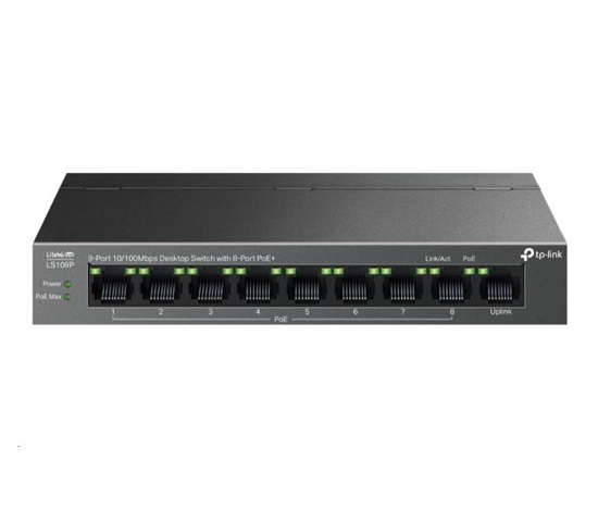 TP-Link LiteWave switch LS109P (9x100Mb/s, 8xPoE+, 63W, fanless)