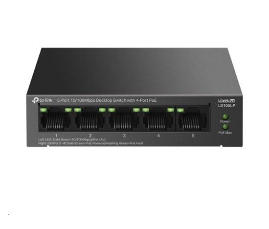 TP-Link LiteWave switch LS105LP (5x100Mb/s, 4xPoE, 41W, fanless)