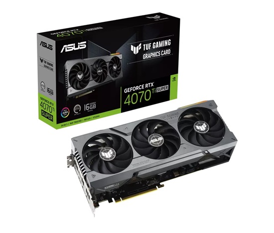 ASUS VGA NVIDIA GeForce RTX 4070 Ti SUPER TUF GAMING 16G, 16G GDDR6X, 3xDP, 2xHDMI