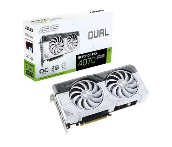 ASUS VGA NVIDIA GeForce RTX 4070 SUPER DUAL WHITE OC 12G, 12G GDDR6X, 3xDP, 1xHDMI