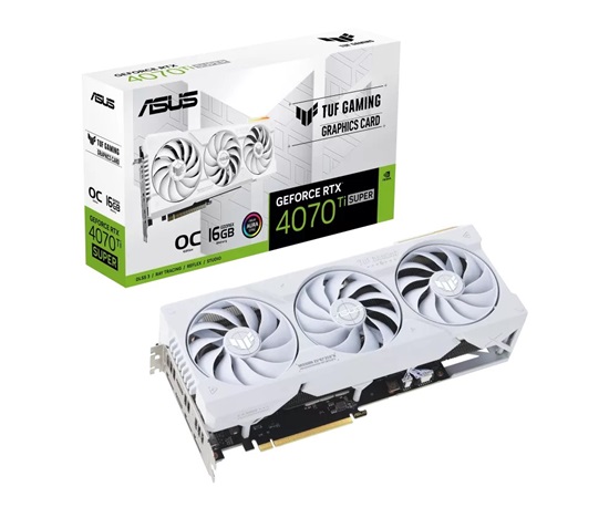 ASUS VGA NVIDIA GeForce RTX 4070 Ti SUPER TUF GAMING WHITE OC 16G, 16G GDDR6X, 3xDP, 2xHDMI