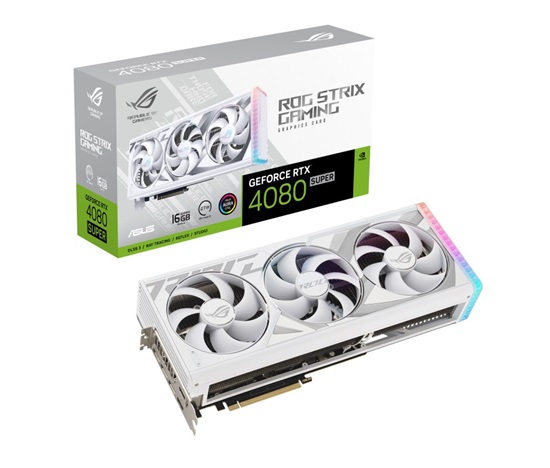 ASUS VGA NVIDIA GeForce RTX 4080 SUPER ROG STRIX WHITE 16G, 16G GDDR6X, 3xDP, 2xHDMI